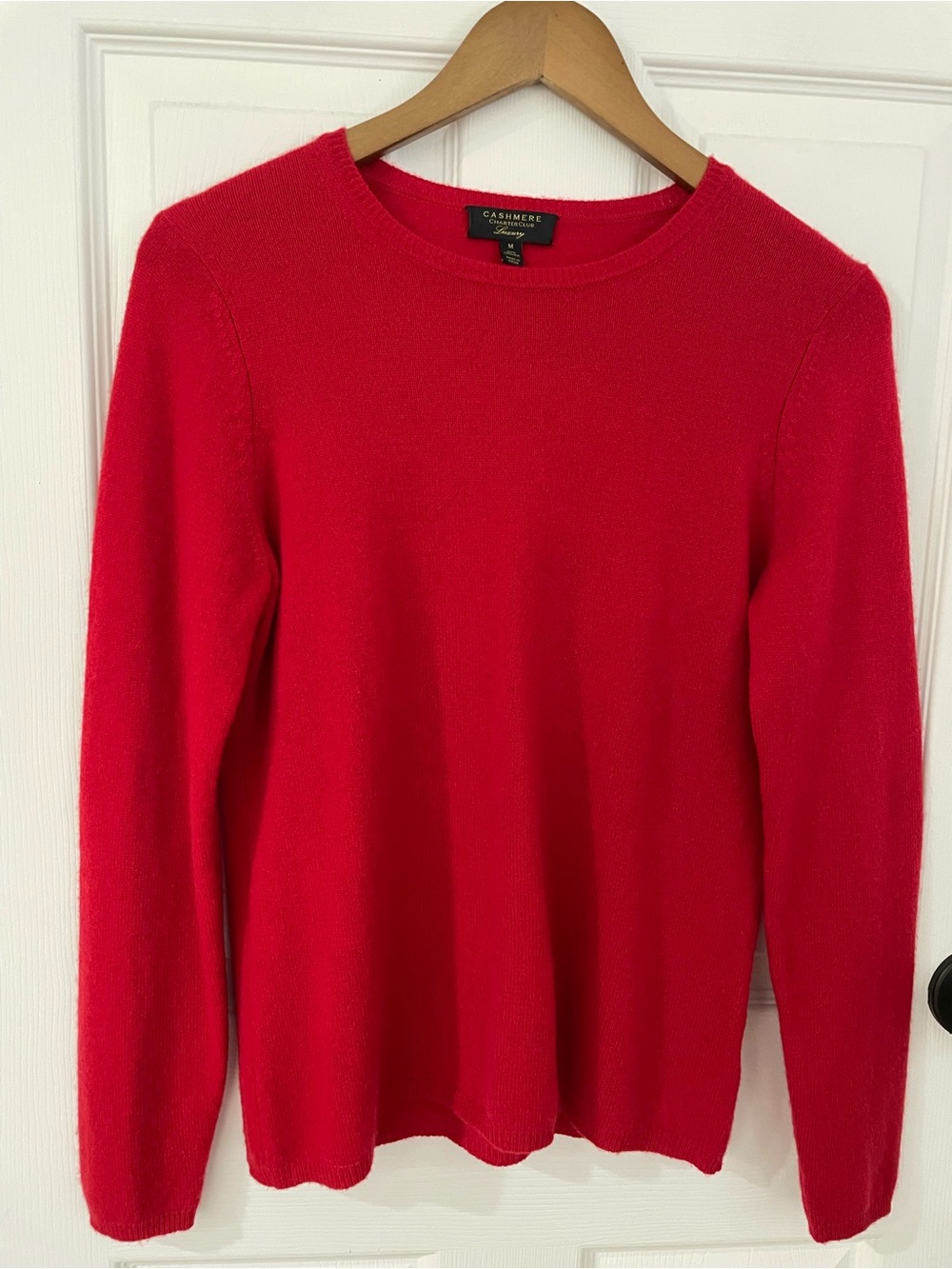 Luxury Cashmere Red Crew Neck Sweater size M Charter Club
